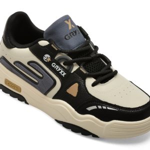 Pantofi sport GRYXX alb-negru, 1A3227, din piele naturala