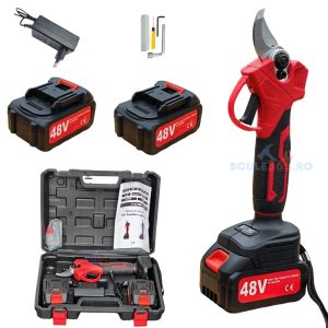 Foarfeca gradina electrica cu 2 acumulatori 48V x 8AH, pentru gradina, diametru taiere 27mm, Valiza, profesional Motoyama Japan CMP1728