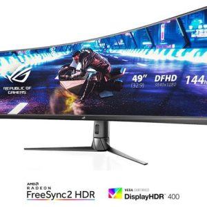 Monitor Gaming VA LED ASUS 49inch XG49VQ, 3840 x 1080, HDMI, DisplayPort, USB 3.0, Ecran curbat, Boxe, 144 Hz, 4 ms (Negru)
