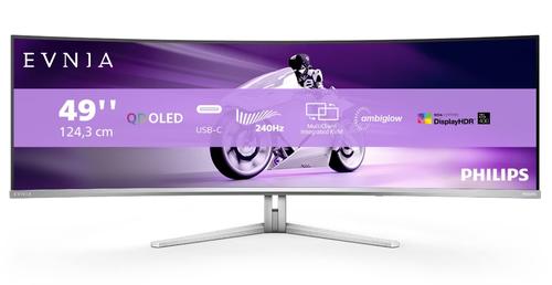 Monitor QD-OLED Philips 48.8inch 49M2C8900L/00, DQHD (5120 x 1440), HDMI, DisplayPort, 144 Hz, 0.03 ms (Argintiu)