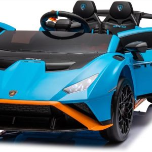 Masinuta electrica cu functie drift Lamborghini Huracan STO, putere 500W, 24V, echipare Premium, albastra