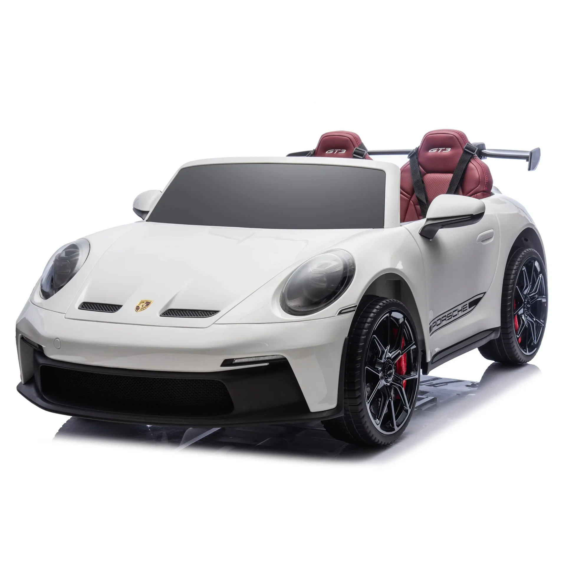 Masinuta electrica pentru 2 copii, Porsche 911 GT3, 320W, 24V 14Ah, echipata premium, alba