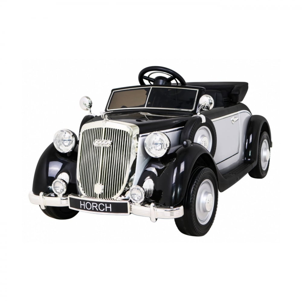 Masinuta electrica pentru copii Audi Horch 930V, putere 110W, echipare Premium, cu scaun pentru adult, negru cu argintiu