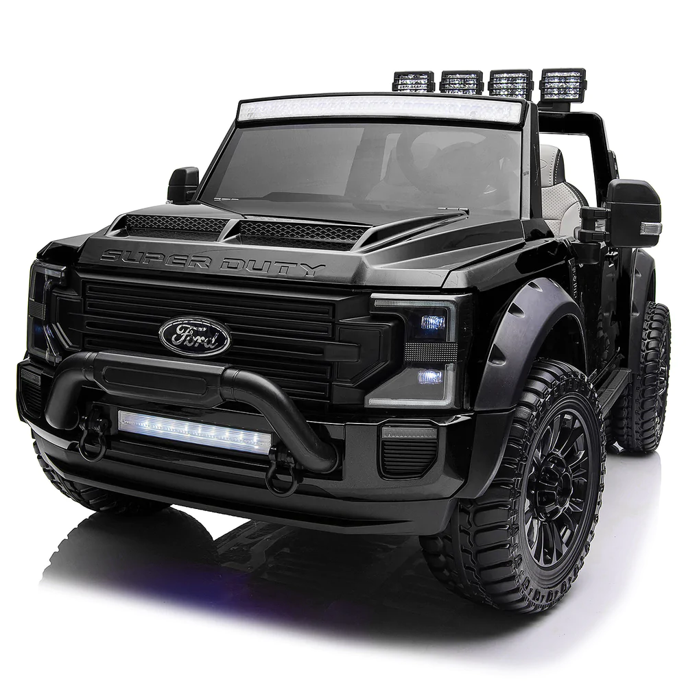Masinuta electrica pentru 2 copii, Ford Super Duty F450,  300W, 24V 14A premium, neagra