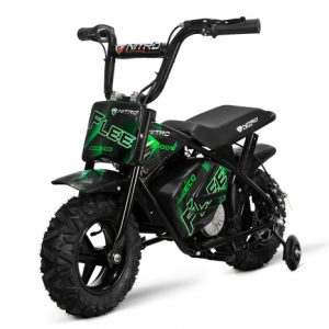 Mini Motocicleta electrica cu roti ajutatore, NITRO ECO Flee 300W 24V, culoare Verde