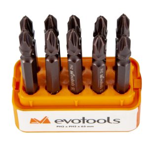 Set Varf Surubelnita cu Cap Dublu 10Buc PH2 65 mm Evotools 681422