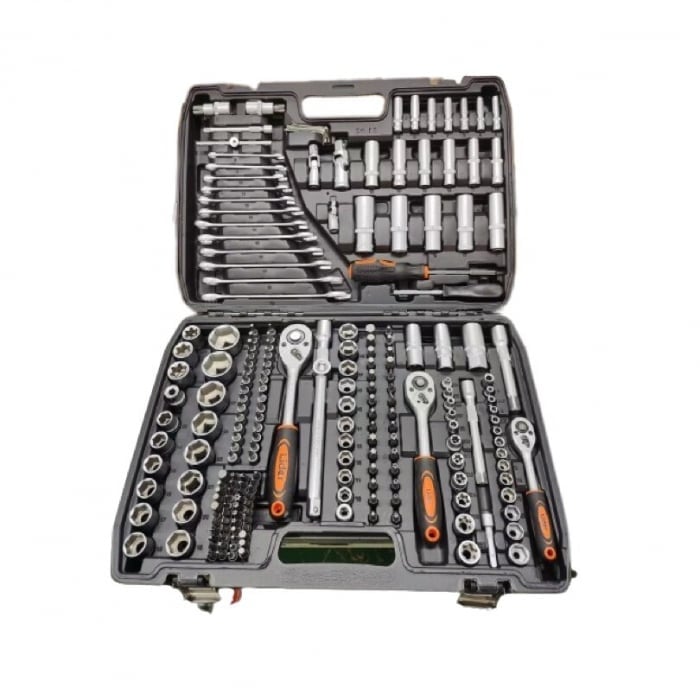 Trusa chei tubulare 216 piese, Crom Vanadiu, 1/2", 1/4", 3/8", Profesionala, Craft-Tec MX946
