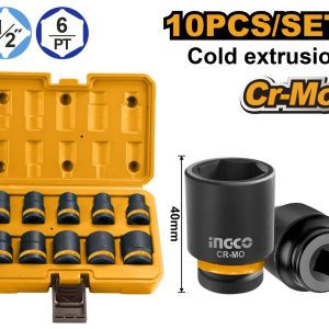 Trusa chei Tubulare IMPACT 1/2 10 bucati 10-24mm, Ingco HKISSD12101