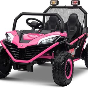 UTV electric pentru 2 copii, Kinderauto Dune-Buggy, 4x4, 200W, 12V, cu roti MOI, rose
