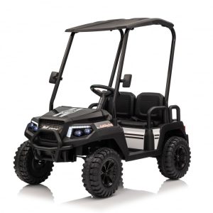 UTV electric pentru copii Kinderauto Golf-Kart, cu 4 locuri, 400W, 24V 7Ah, amortizoare, roti moi EVA, music player, negru