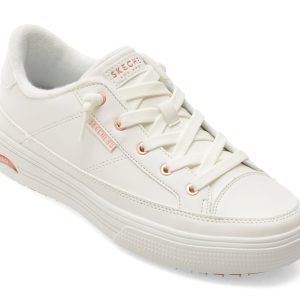 Pantofi sport SKECHERS albi, ARCH FIT ARCADE, din piele ecologica