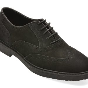 Pantofi eleganti BITE THE BULLET negri, EF88, din nabuc