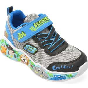 Pantofi sport SKECHERS gri, PLAY SCENE, din material textil