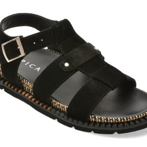 Sandale EPICA negre, 3432618, din piele intoarsa
