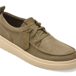 Mocasini CLARKS kaki, POLDEN MOC, din material textil