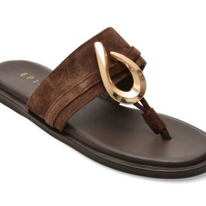 Papuci EPICA maro, 3395000, din piele intoarsa