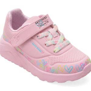 Pantofi sport SKECHERS roz, UNO LITE, din piele ecologica