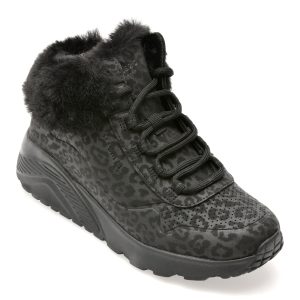 Ghete SKECHERS negre, UNO LITE, din piele ecologica