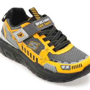 Pantofi sport SKECHERS galbeni, SKECH TRACKS, din material textil