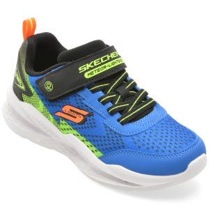 Pantofi sport SKECHERS albastri, METEOR-LIGHTS 2.0, din material textil