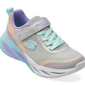 Pantofi sport SKECHERS argintii, COSMIC GLOW, din material textil