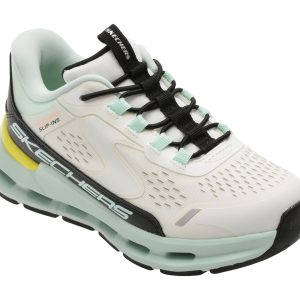 Pantofi sport SKECHERS albi, GLIDE-STEP +, din material textil