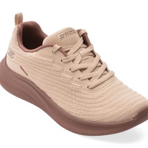 Pantofi sport SKECHERS nude, BOBS MODA FLEX, din material textil