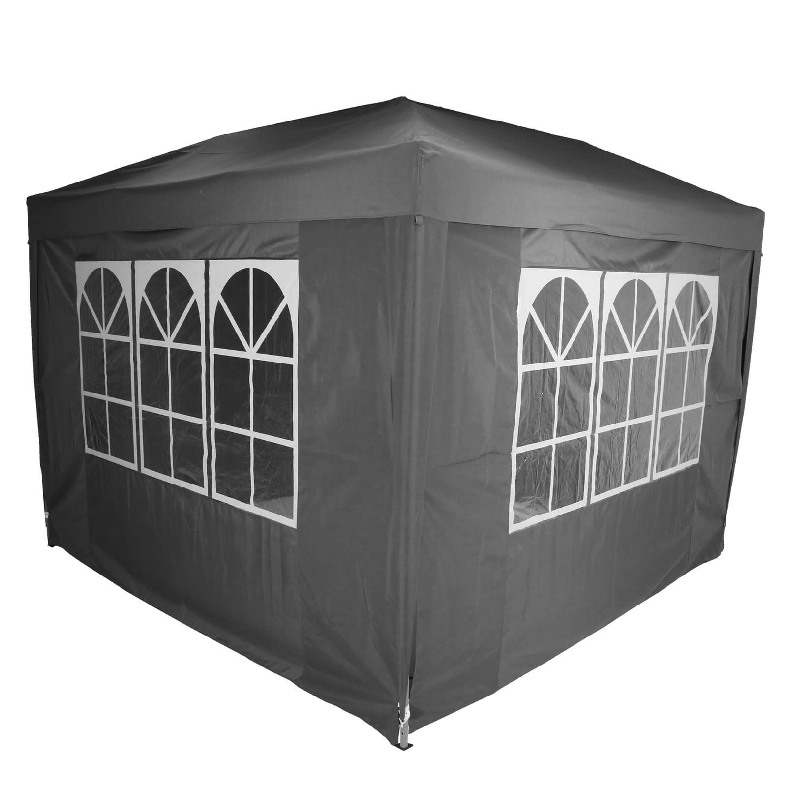 Pavilion gradina pliabil pop-up 300x300 cm cu 4 pereti laterali, Oxford 210D impermeabil, inaltime reglabila 3 trepte, gri