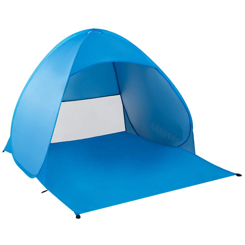 Cort plaja autoexpansibil pop-up plasa ventilatie protectie uv, 160x140x115 cm, compact, albastru