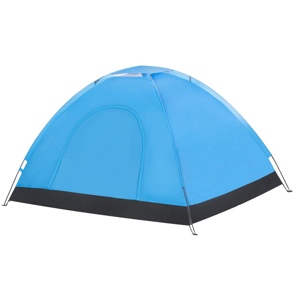 Cort camping 2 persoane impermeabil protectie uv poliester, 200x150x110 cm, compact, albastru
