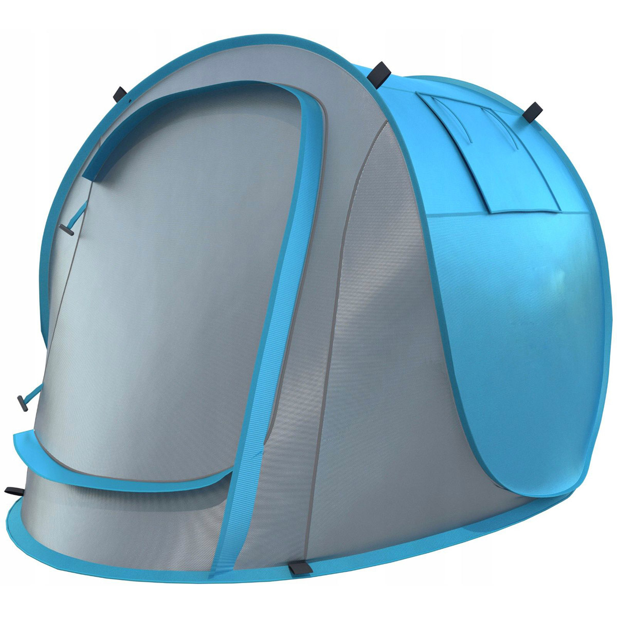 Cort plaja picnic protectie uv pop-up fibra sticla compact, 210x130x90 cm, usor, albastru gri