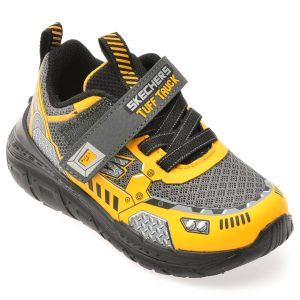 Pantofi sport SKECHERS galbeni, SKECH TRACKS, din material textil
