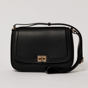 Geanta neagra casual cu inchidere metalica