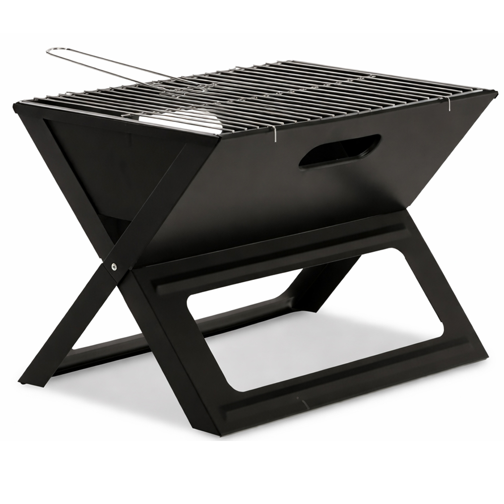 Gratar portabil pliabil pentru gradina si camping, metal, 56x56x40 cm, negru