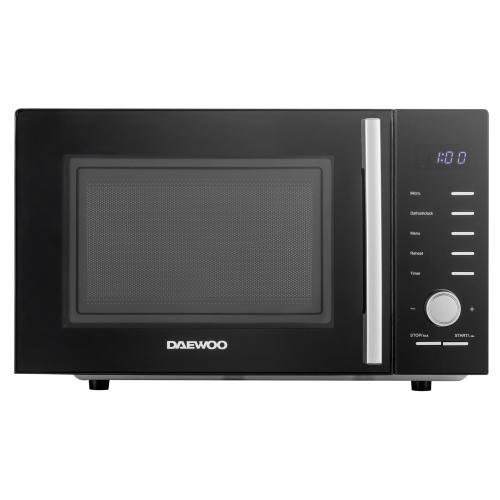 Cuptor cu microunde Daewoo KOR-25RBK, control digital, 25 litri, putere 850 W, 5 niveluri de putere, 8 retete presetate, display led alb, farfurie interioara de 28,5 cm (Negru)