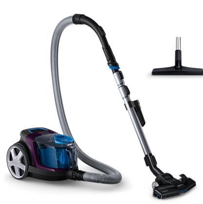 Aspirator fara sac Philips PowerPro Compact FC9333/09, 650 W, PowerCyclone 5, Perii TriActive, Parchet, Filtru Anti-Alergic, Negru/Mov