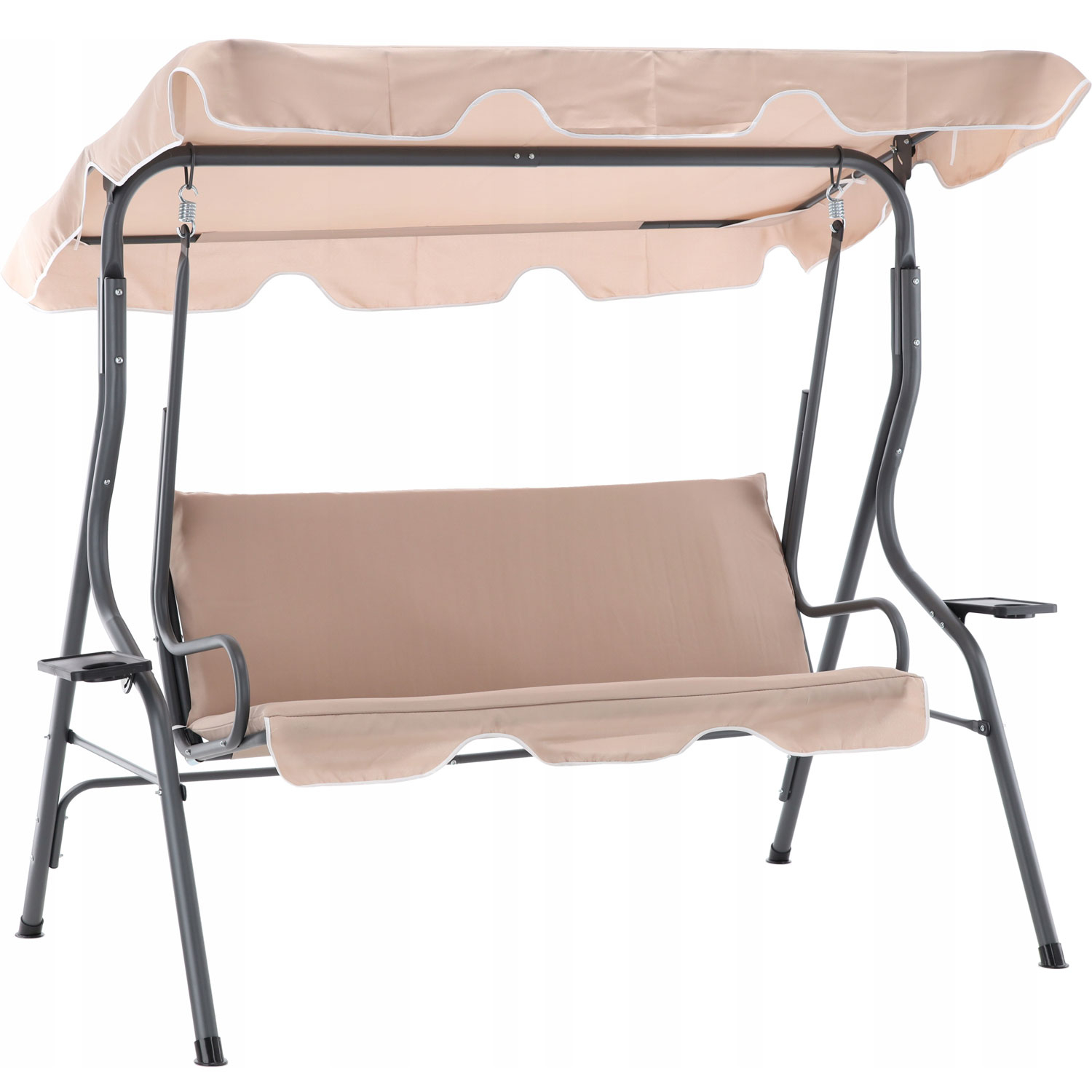 Leagan balansoar gradina 3 locuri maxim 220 kg poliester, design confortabil, bej inchis