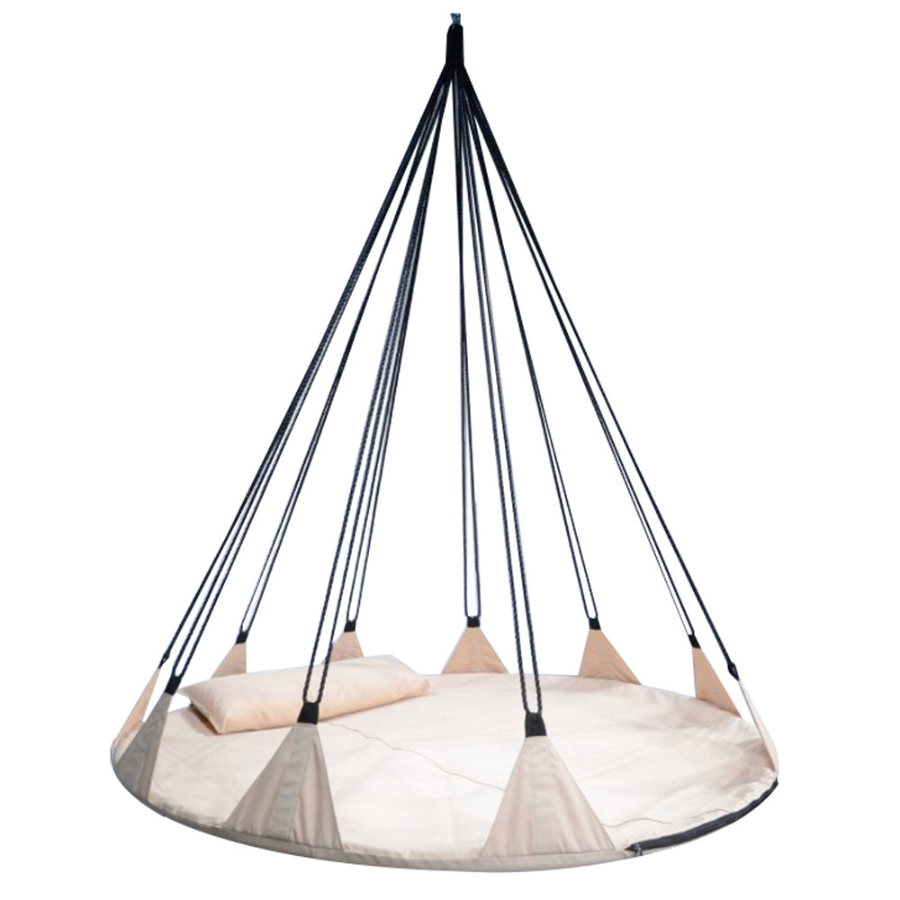 Leagan de gradina XXL Sersimo, suspendat tip pat, 150cm, bej
