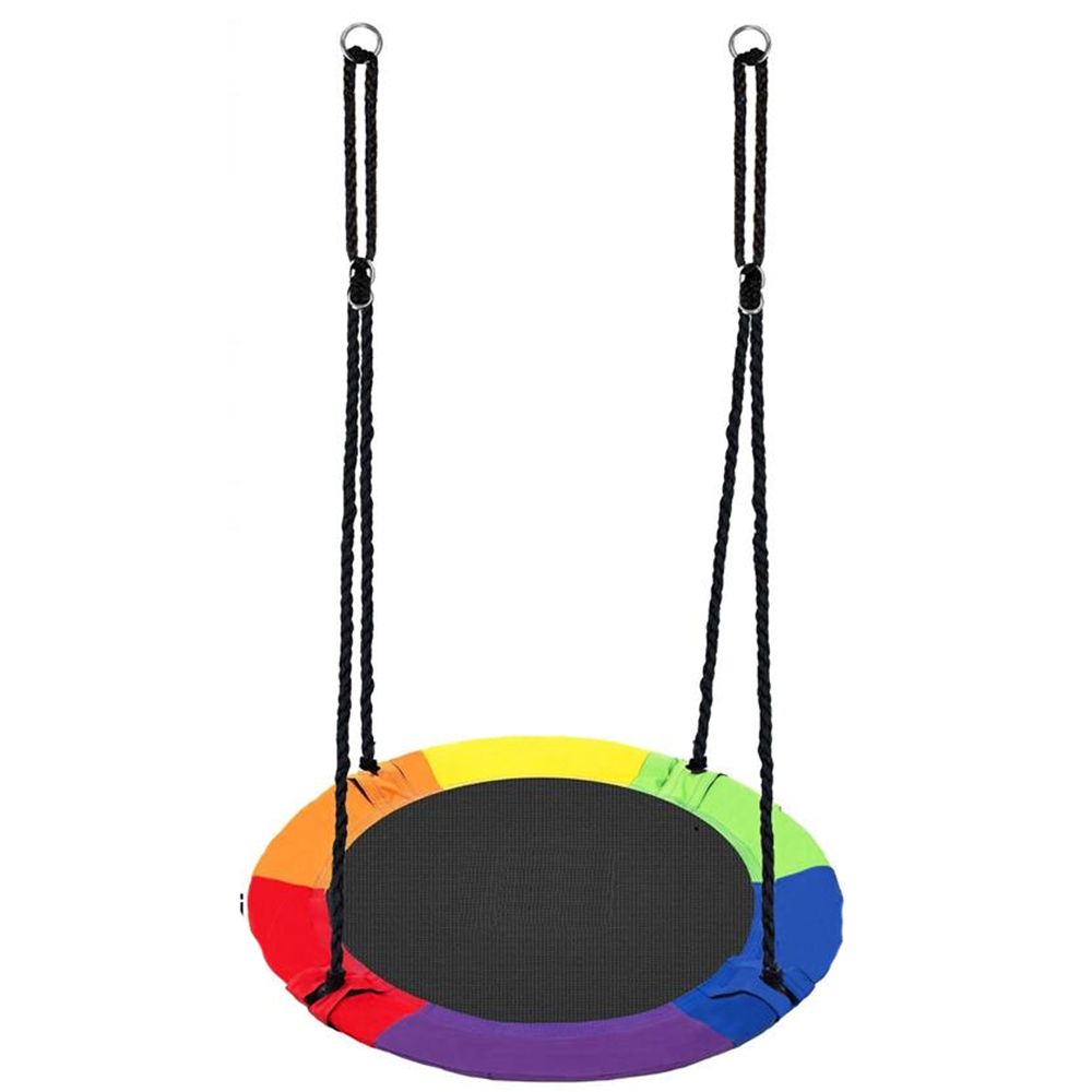 Leagan tip cuib copii cadru metalic spuma protectie 150 kg, 100 cm diametru, inaltime reglabila, multicolor