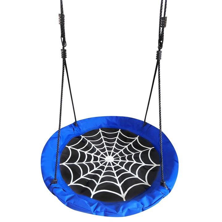 Leagan tip cuib spider 100 cm cadru metalic inaltime reglabila, maxim 150 kg, albastru negru