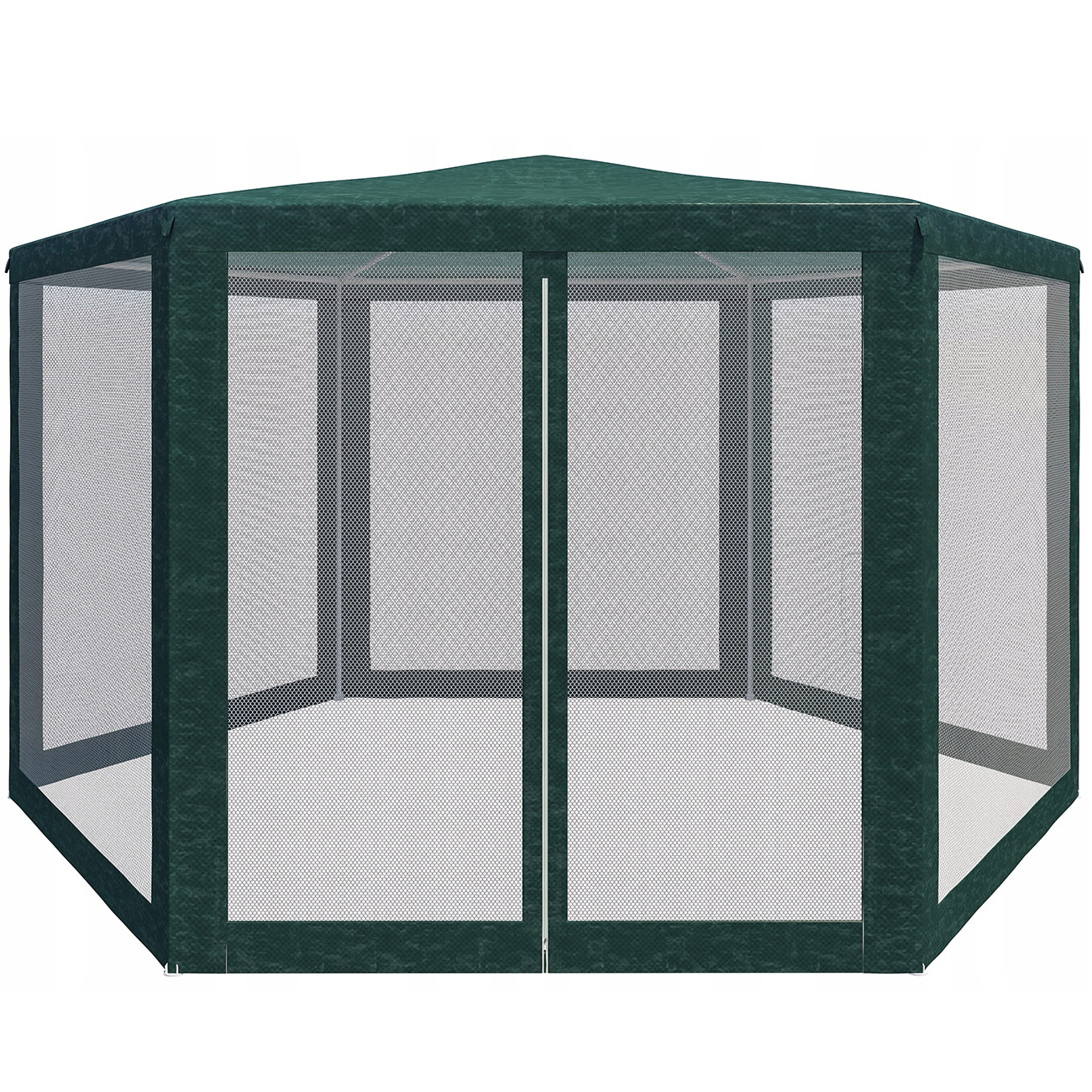 Pavilion cu plasa anti-insecte, fermoar, hexagonal, 200cm, Verde