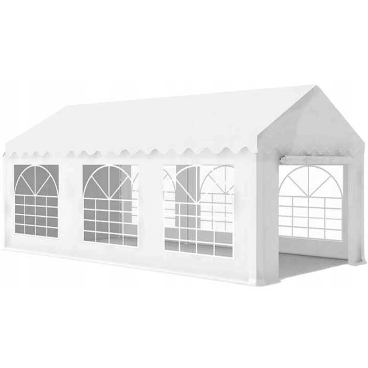 Pavilion gradina profesional cadru otel 38 mm acoperis 450g, 6x3x2.8 m, impermeabil, alb