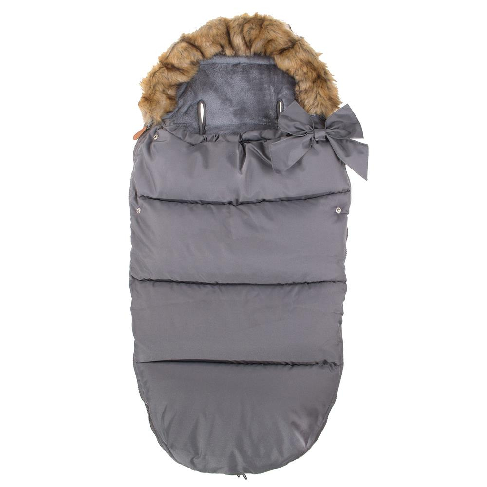 Sac iarna bebelusi carucior universal impermeabil fleece, 90x45 cm, protectie vant, gri inchis
