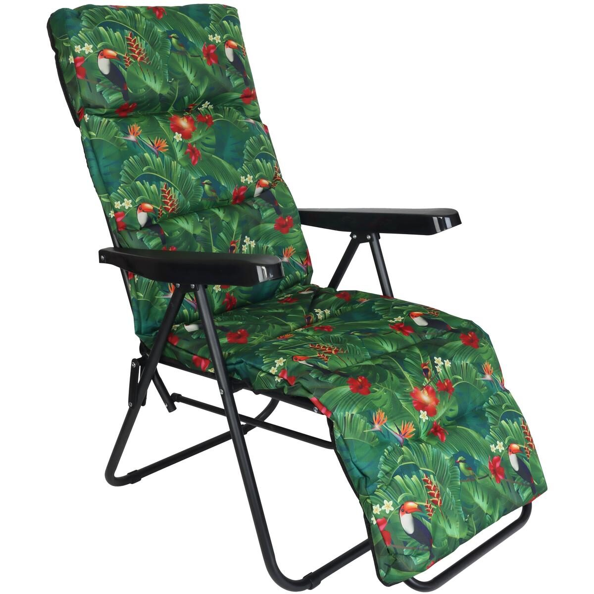 Scaun gradina perna reglabil pozitii cadru metalic pliabil, 57x83x106 cm, multicolor