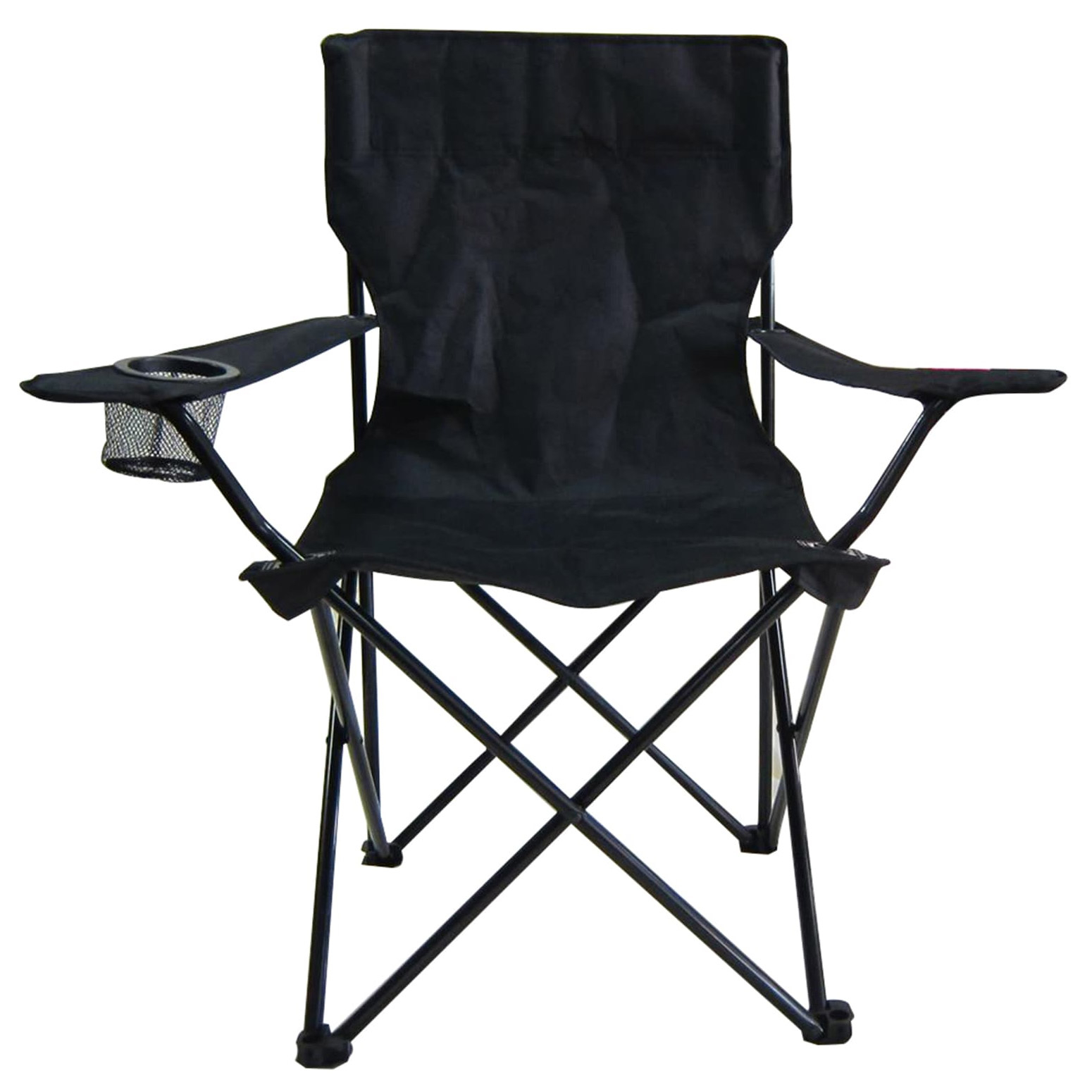 Scaun pliabil camping sau pescuit Sersimo, suport pahar, negru