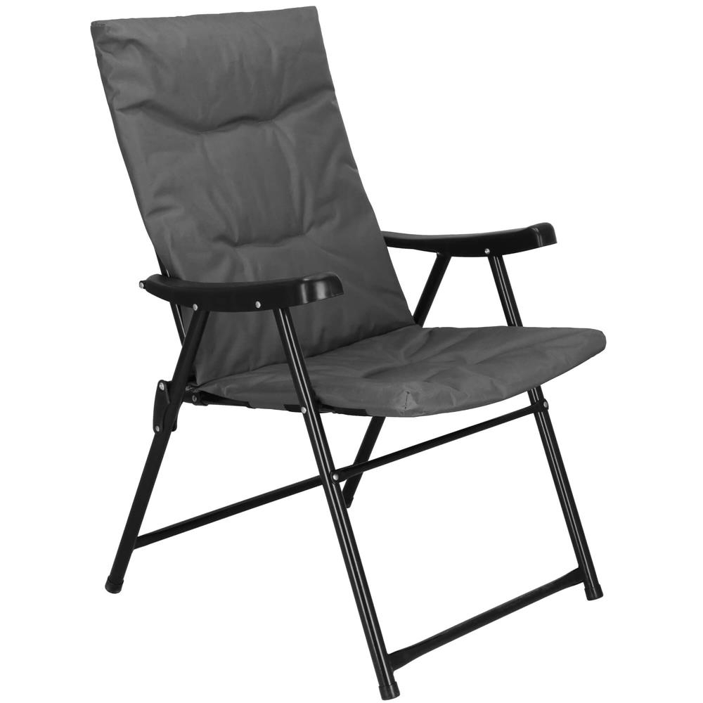 Scaun pliabil terasa camping sezut burete maxim 120 kg, design compact, confortabil, gri
