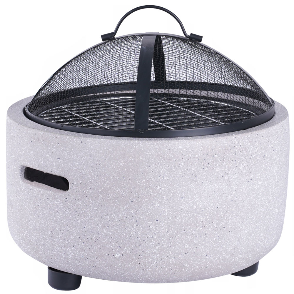 Semineu exterior terasa sau gradina din placa de magneziu, cu grill gratar D44 cm, aparator scantei si capac, 43x43x39 cm