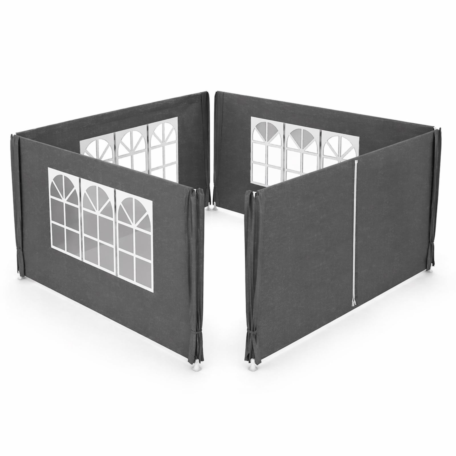 Set 4 pereti laterali pentru pavilion gradina, impermeabili, 3x2 m, cu ferestre si intrare cu fermoar, alb
