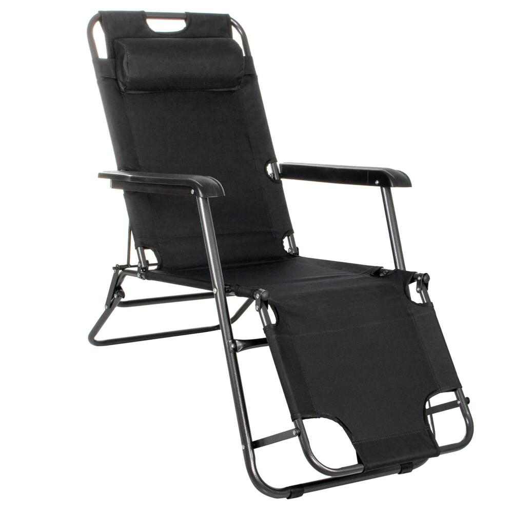Sezlong pliabil relax zero gravity reglabil compact metal, 80x60x153 cm, usor de pliat, negru