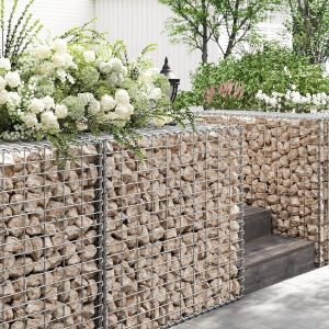 Cos gabioane pietre otel galvanizat D4 mm, ochiuri 5x10 cm, montaj fara unelte, 100x90x30 cm, argintiu